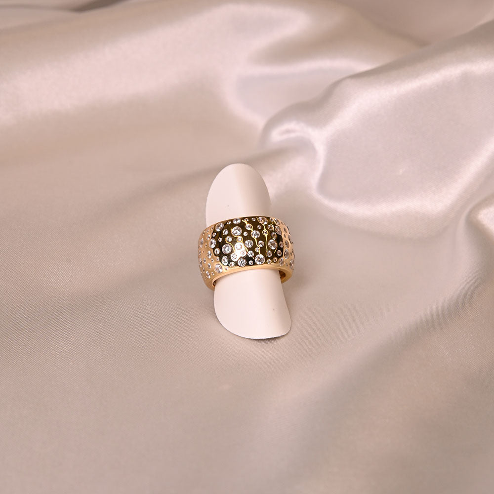 Anello in Argento dorato e zirconi