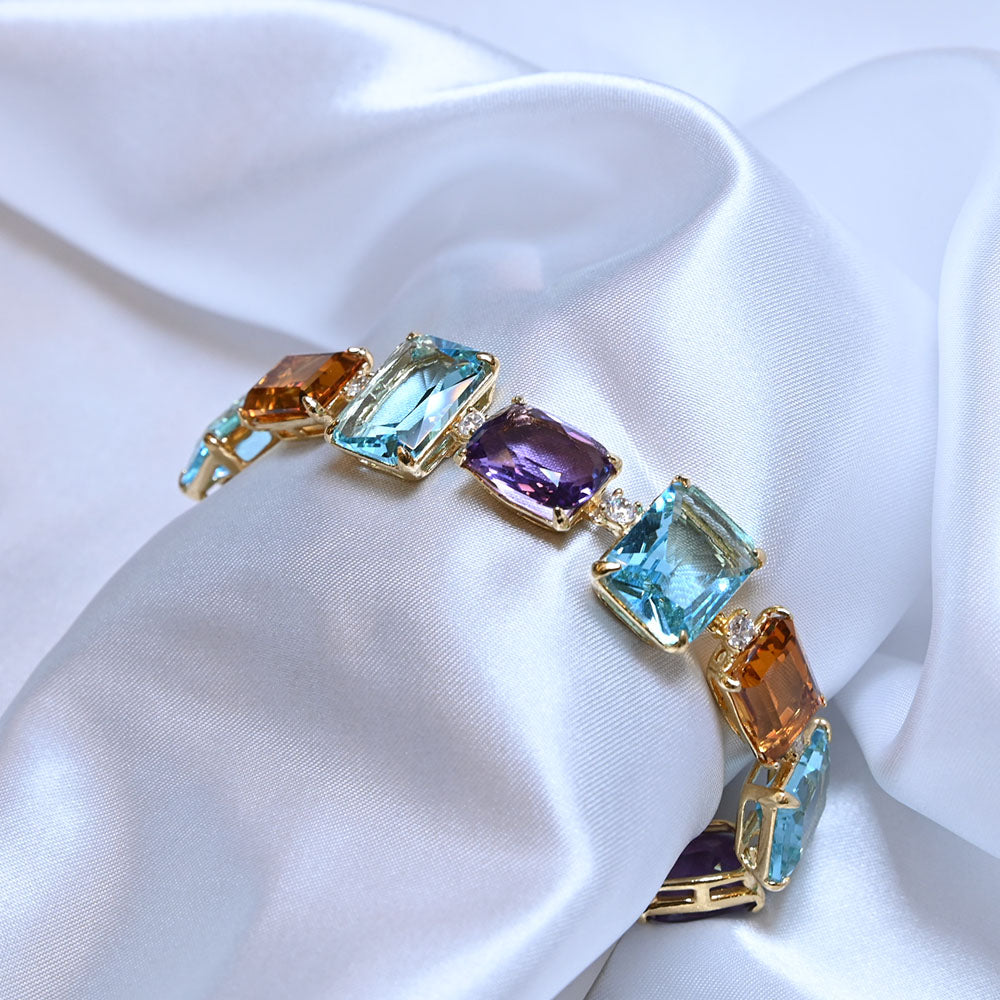 Bracciale in Argento dorato con quarzi colorati e zirconi