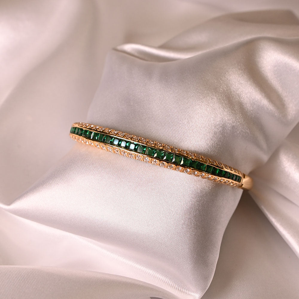 Bracciale in Argento dorato con zirconi bianchi e verdi
