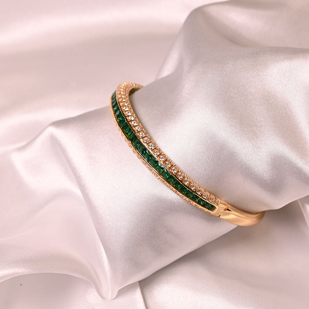Bracciale in Argento dorato con zirconi bianchi e verdi