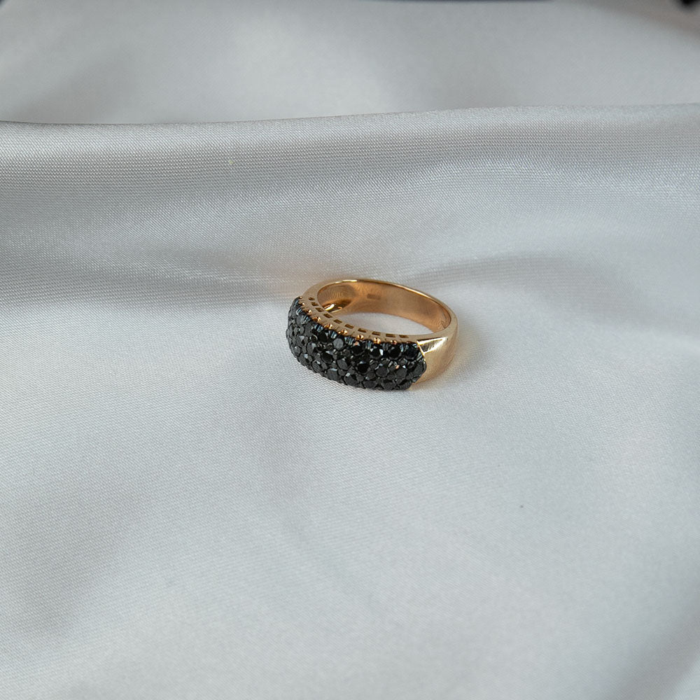 Fascio Anello in oro rosa con diamanti neri