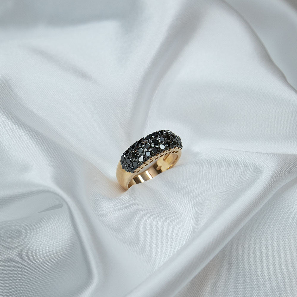 Fascio Anello in oro rosa con diamanti neri