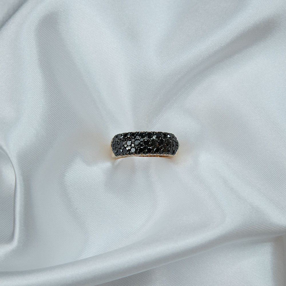 Fascio Anello in oro rosa con diamanti neri