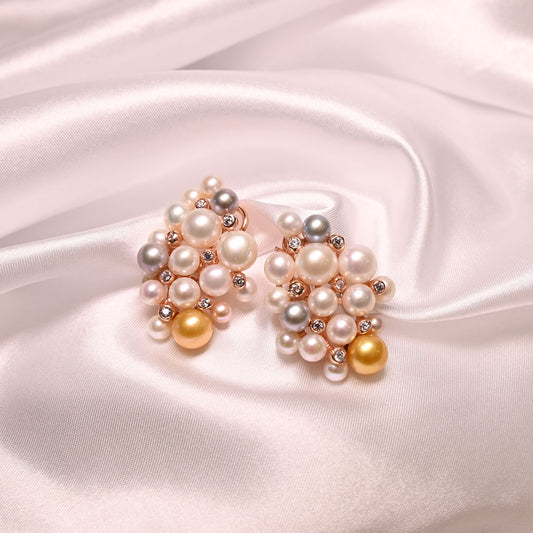 Orecchini in Argento ramato con perle dei mari del sud con zirconi