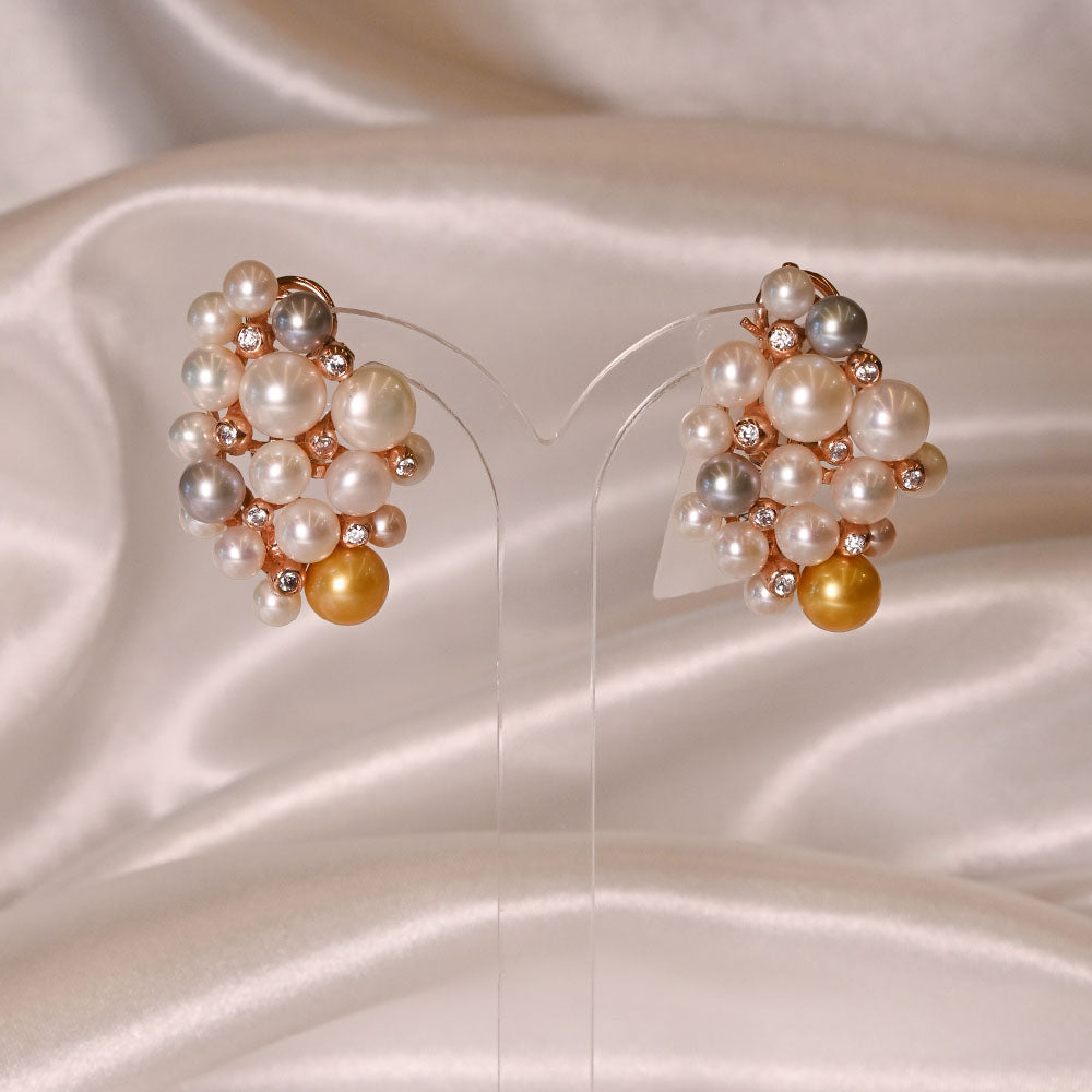 Orecchini in Argento ramato con perle dei mari del sud con zirconi