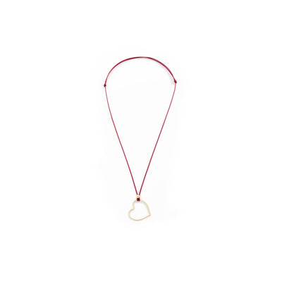 Unoaerre Collana con pendente cuore in oro e cordino rosso - 415FFH9720002